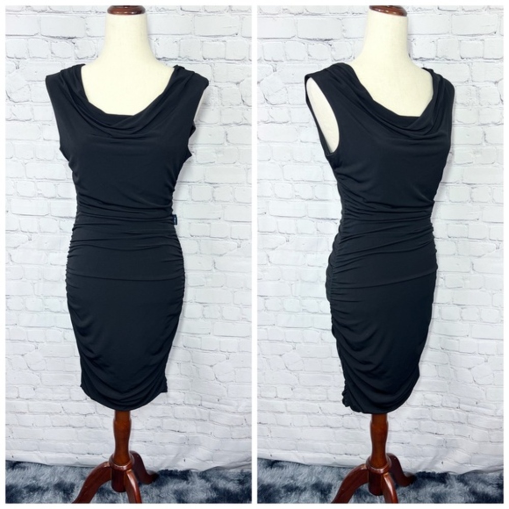 👗NWT🤩 |•ENFOCUS STUDIO•| Black Rouched Cowl Neck Dress Size 10